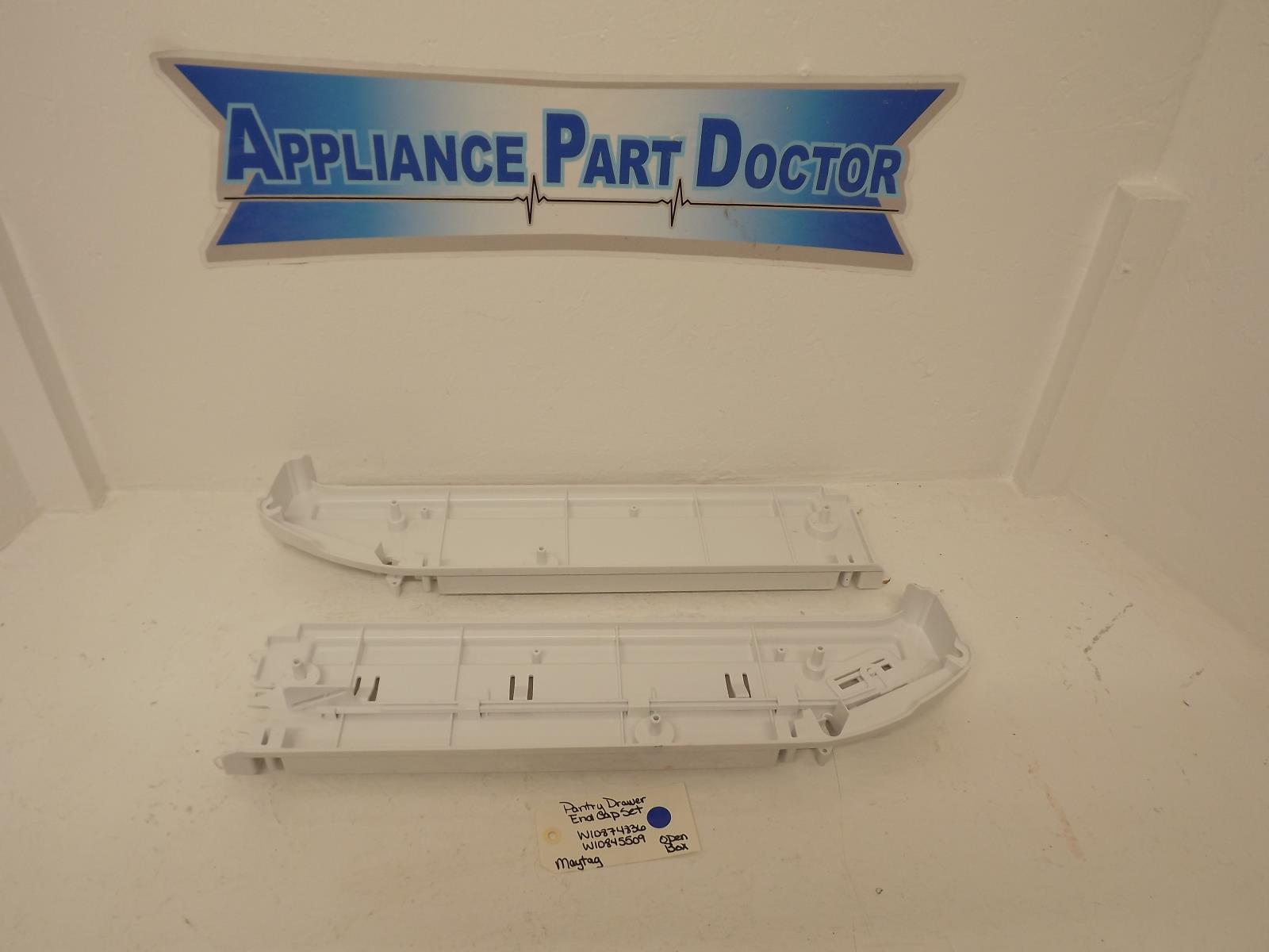 Maytag Refrigerator W10874836 W10845509 Pantry Door End Cap Set Open Box Maytag Refrigerator W10874836 W10845509 Pantry Door End Cap Set Open Box